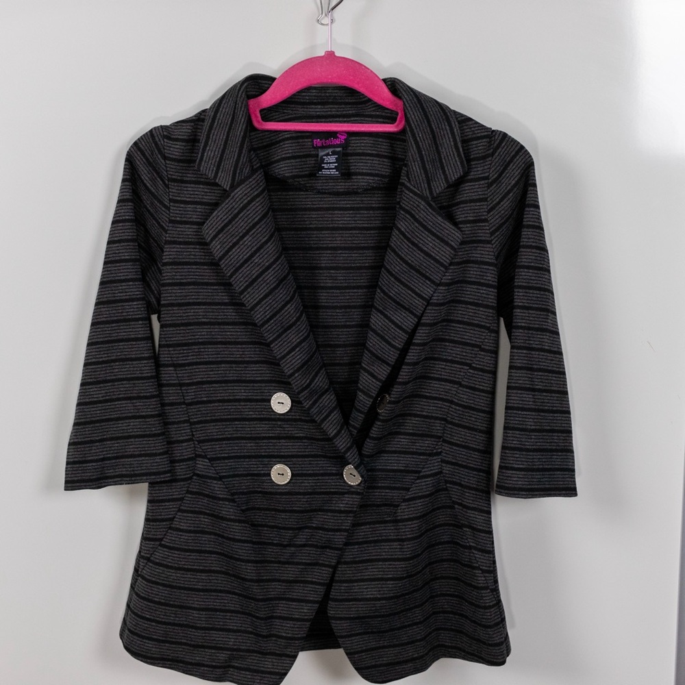 Y2K Striped Three Quarter Sleeve Jersey Blazer